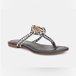 Tommy Hilfiger woven braided t strap sandal in navy
